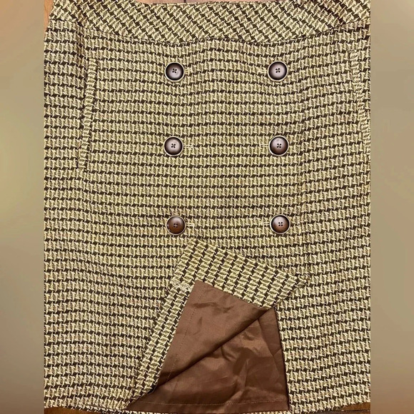 Loft Ann Taylor Wool Blend Twee Mod Retro Skirt Brown Size 6 - Picture 2 of 7